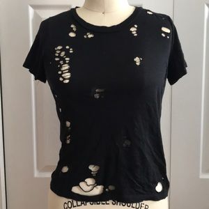 Trendy black tshirt with holes